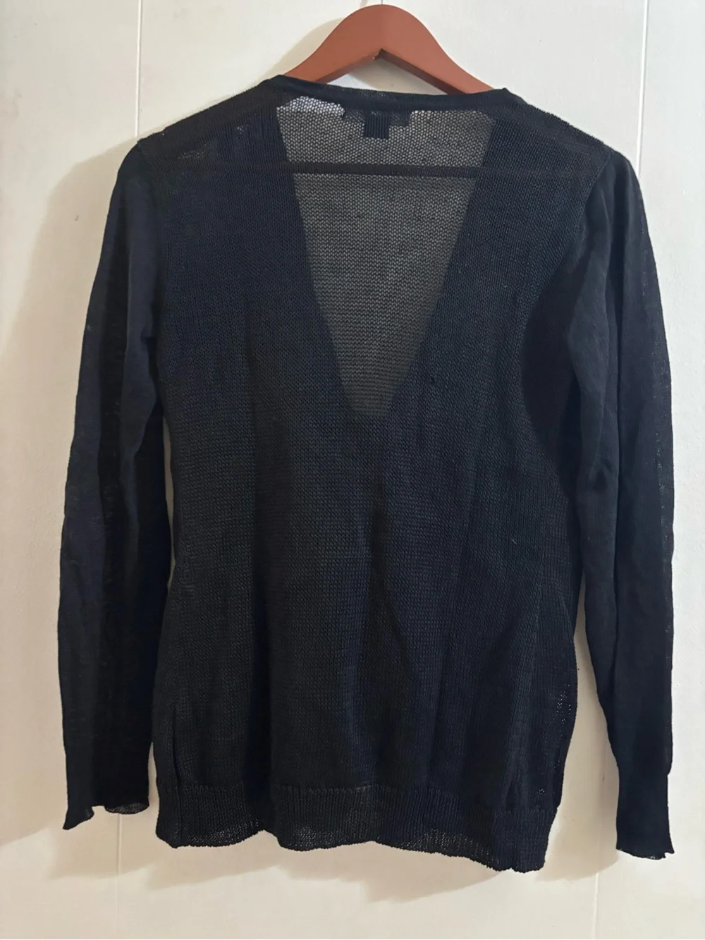 Christopher Kane Black Mesh Linen Blend Top with O-Ring Detail